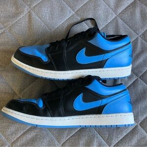 Nike Air Jordan 1 Low Mens 12.5 Black University Blue Sneakers Shoes 553558-041